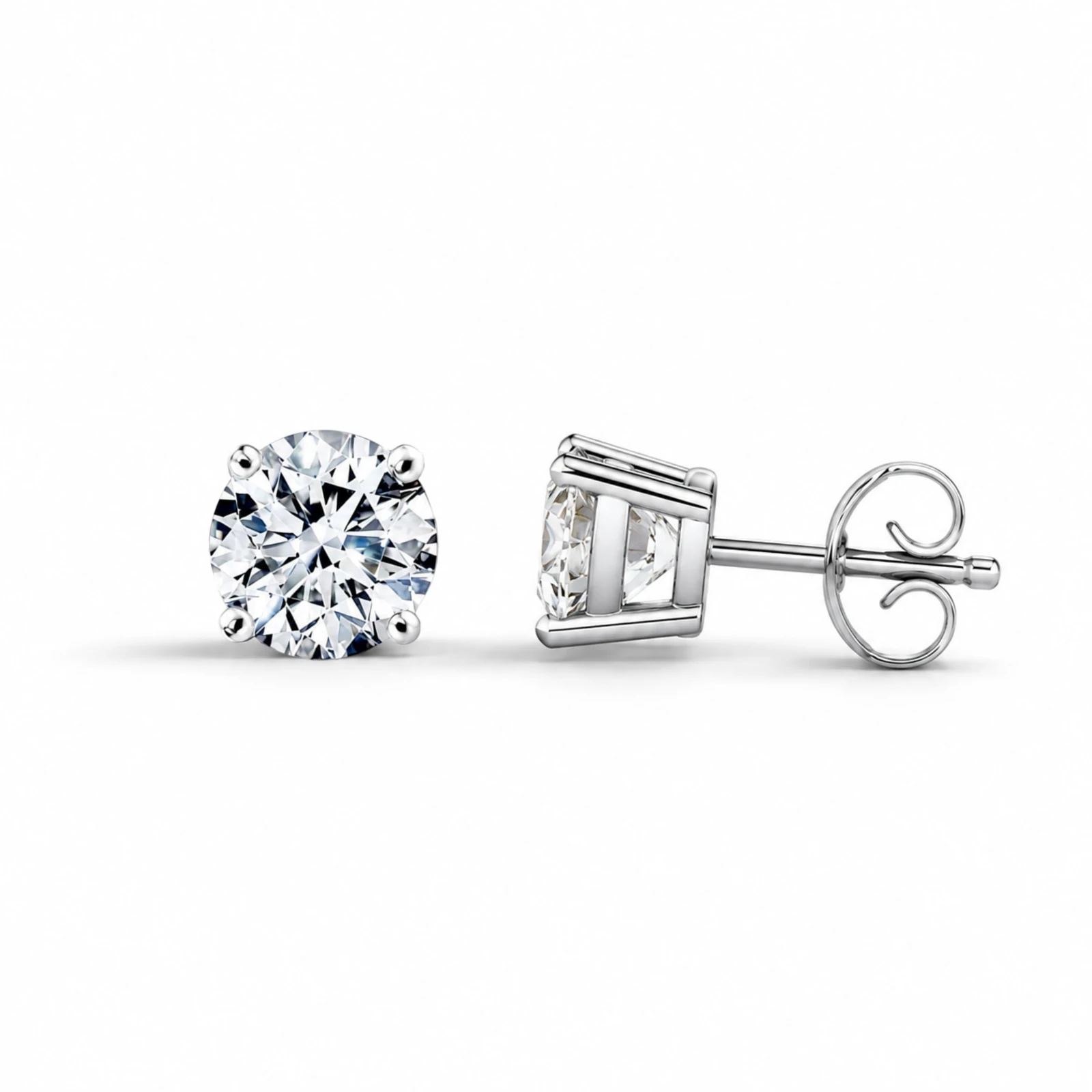 Orecchini punto luce modello Cestello a giorno con diamanti — variante Rotondo — Diamond House Roma