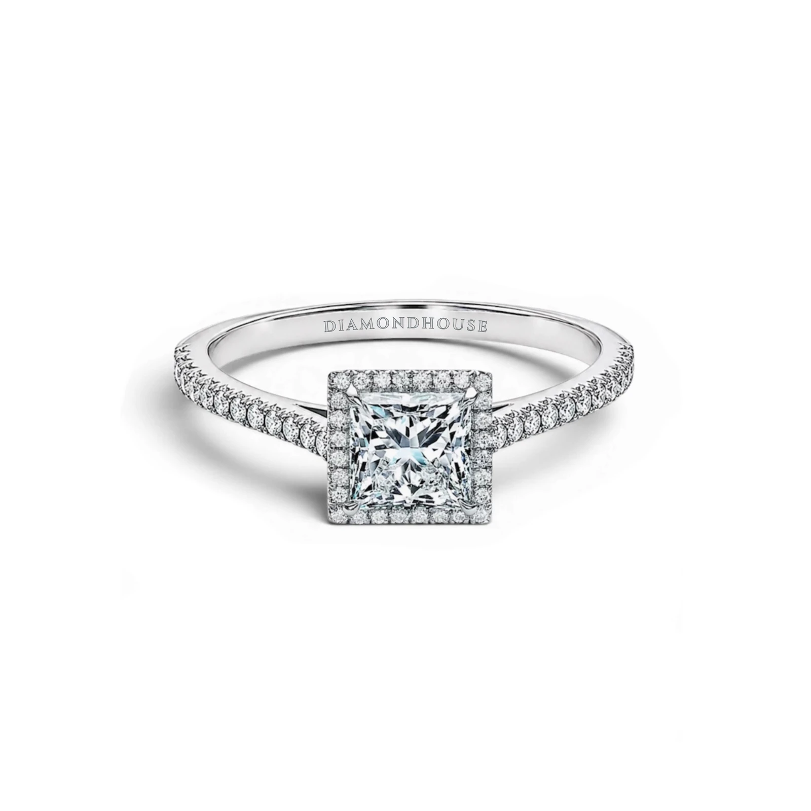 Anello solitario Halo — vista 1