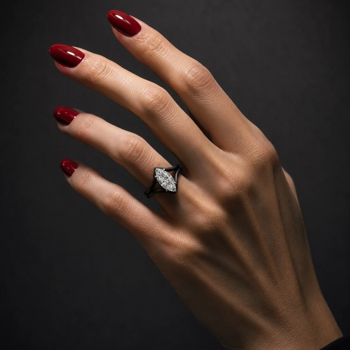 Titanium Marquise Diamond Double Ring — vista 2