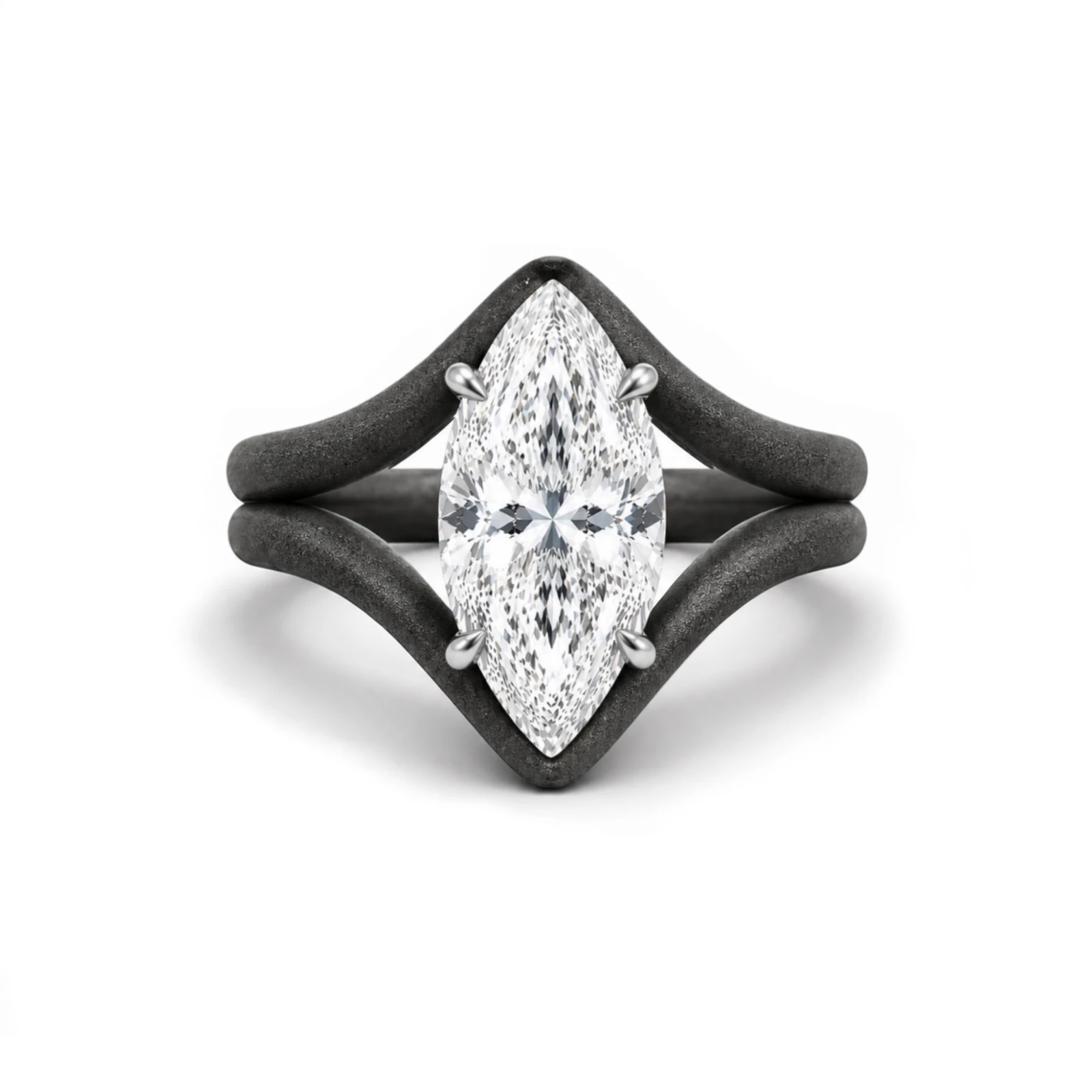 Titanium Marquise Diamond Double Ring — vista 1