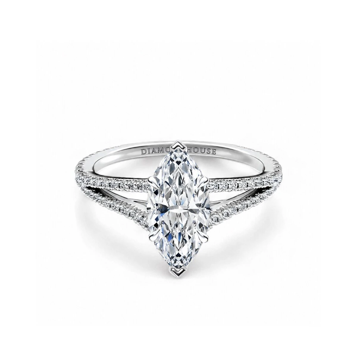Anello solitario Doppio Gambo stile Graff — vista 1
