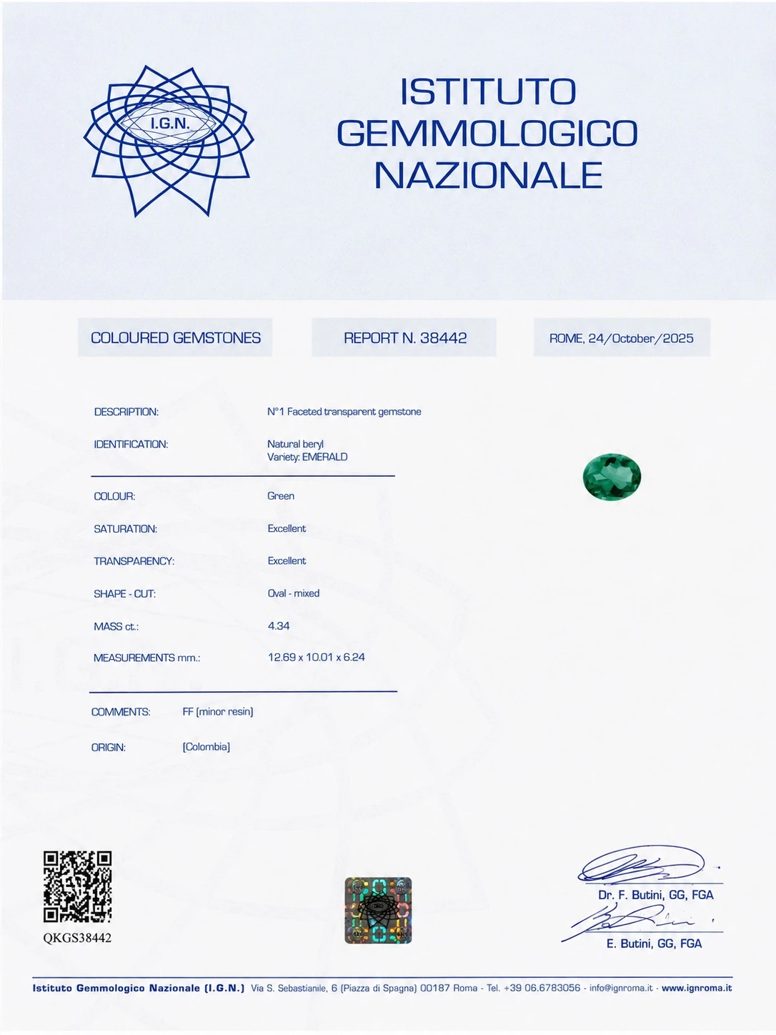 Anello con Smeraldo Colombiano taglio ovale e Diamanti — vista 4