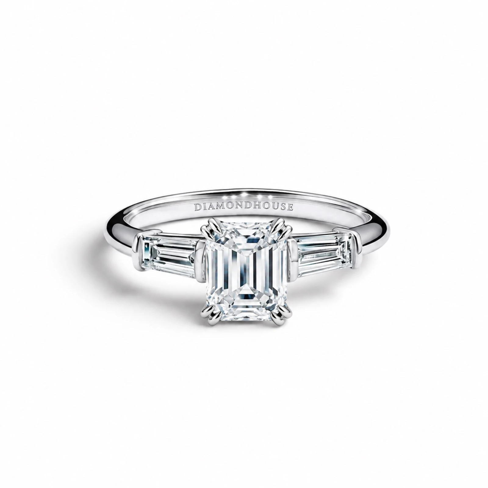 Anello solitario Baguette stile Harry Winston — vista 1