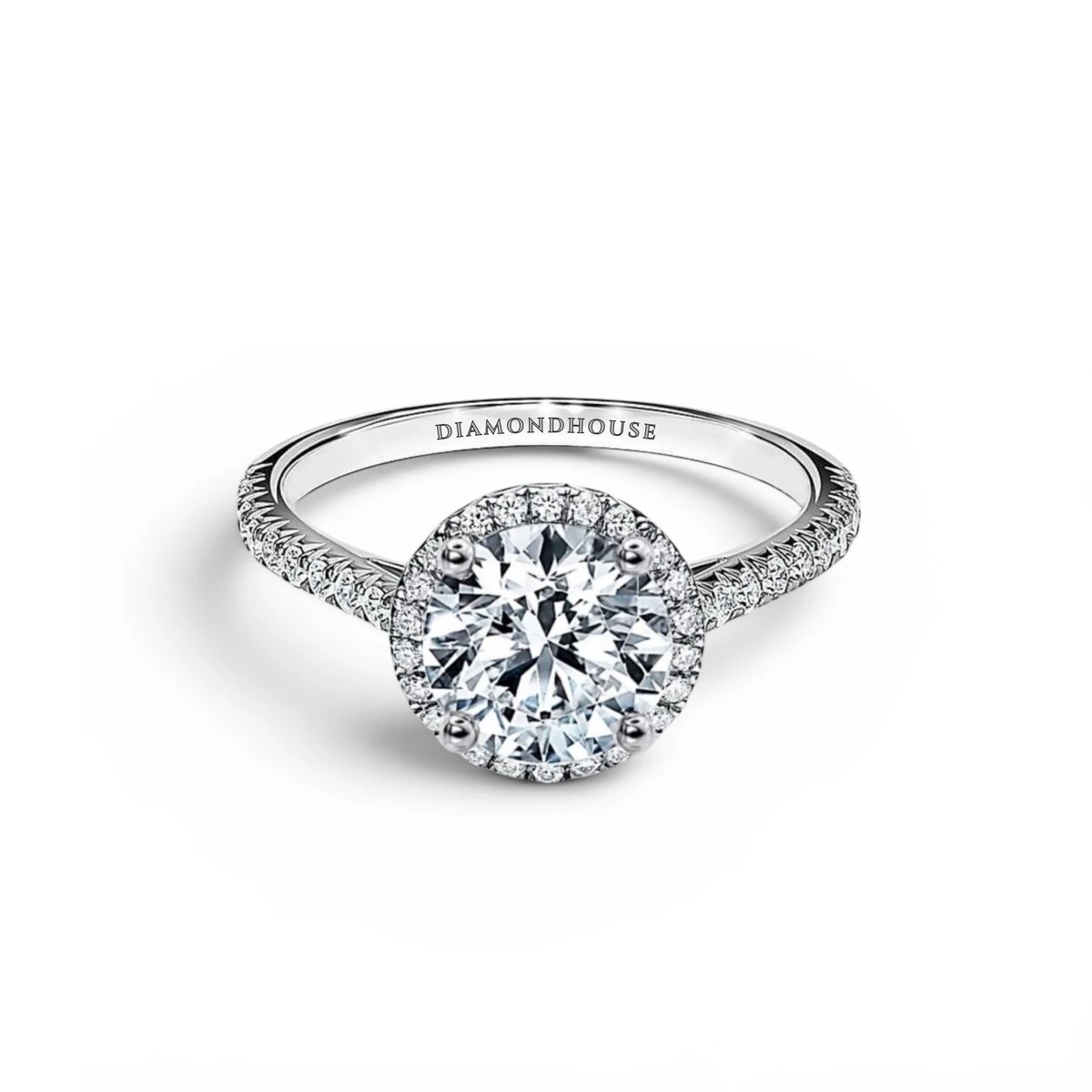 Anello solitario Halo — vista 1