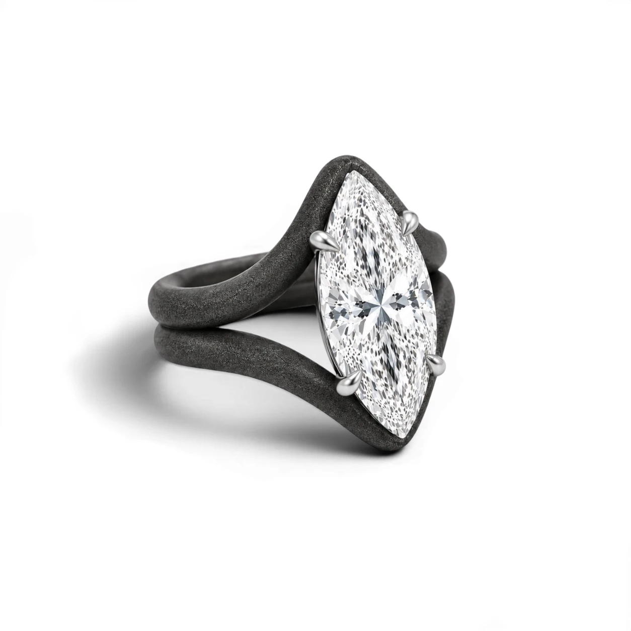 Titanium Marquise Diamond Double Ring — vista 3