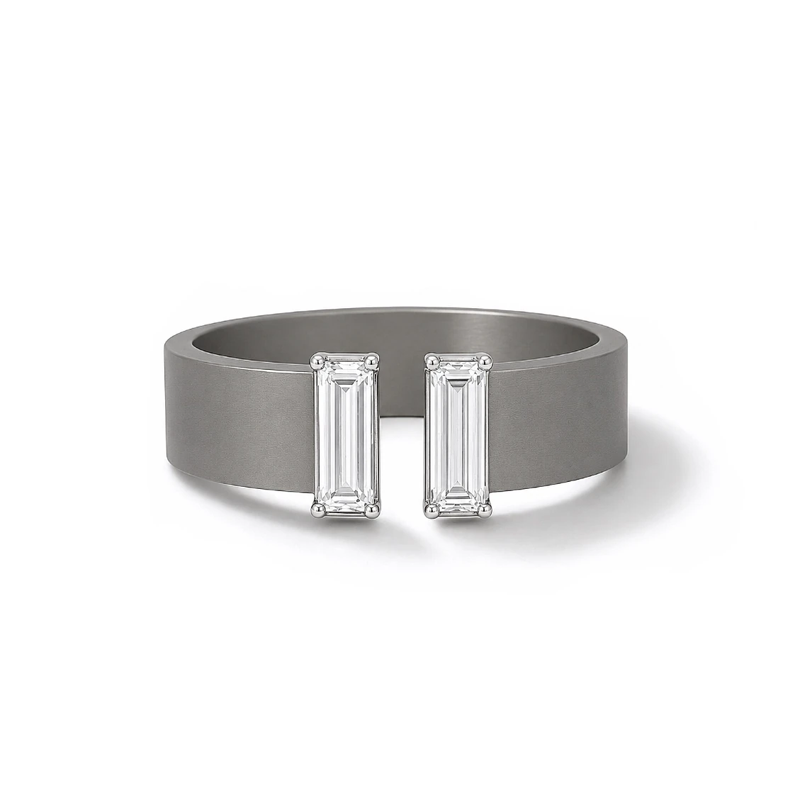 Titanium Open Band Baguette Diamond Ring — vista 1