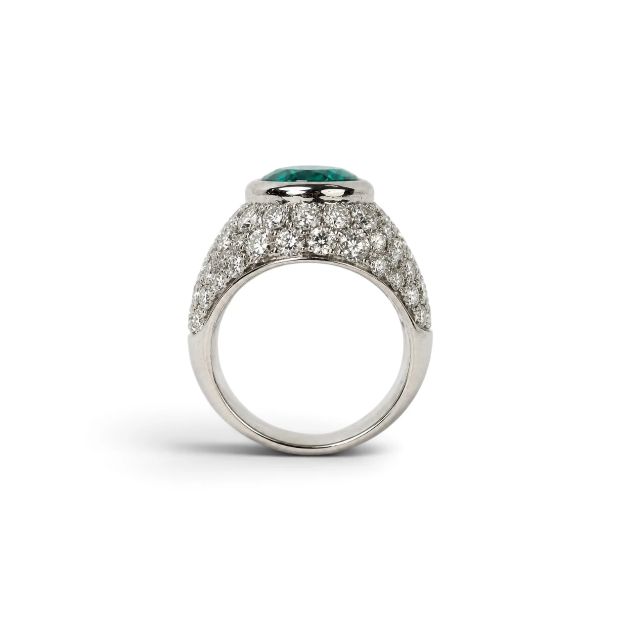 Anello con Smeraldo Colombiano taglio ovale e Diamanti — vista 3