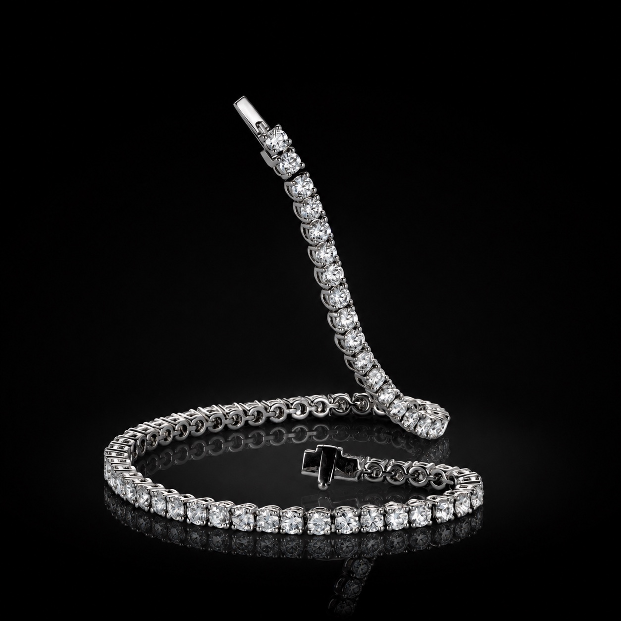 Bracciale tennis in oro bianco con diamanti naturali