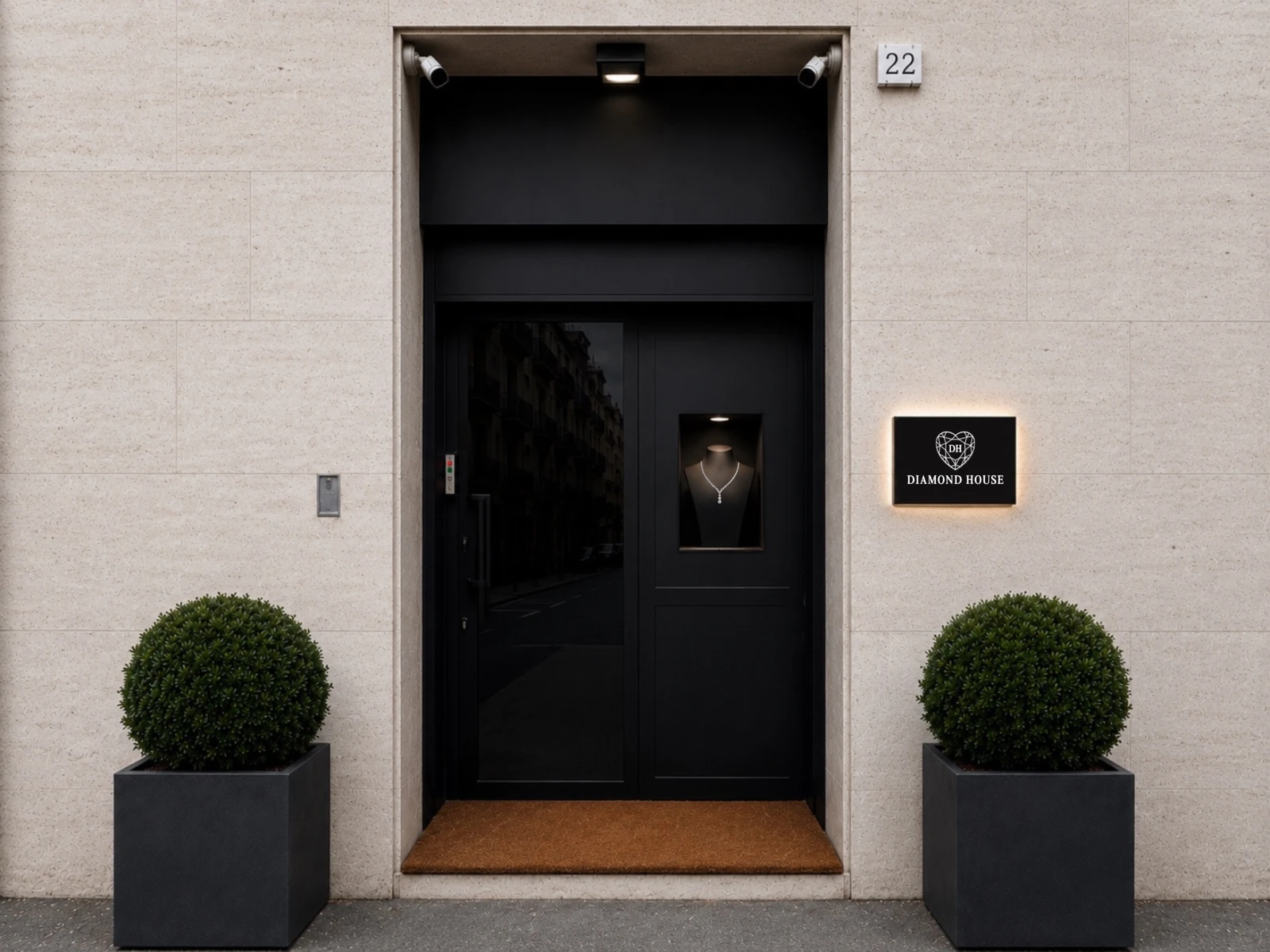 Ingresso dell'Atelier Diamond House a Roma Parioli, Via Ruggero Fauro 22