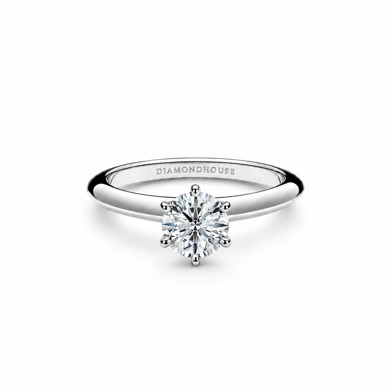 Solitario Diamond House con diamante rotondo da 0,90 carati in oro bianco